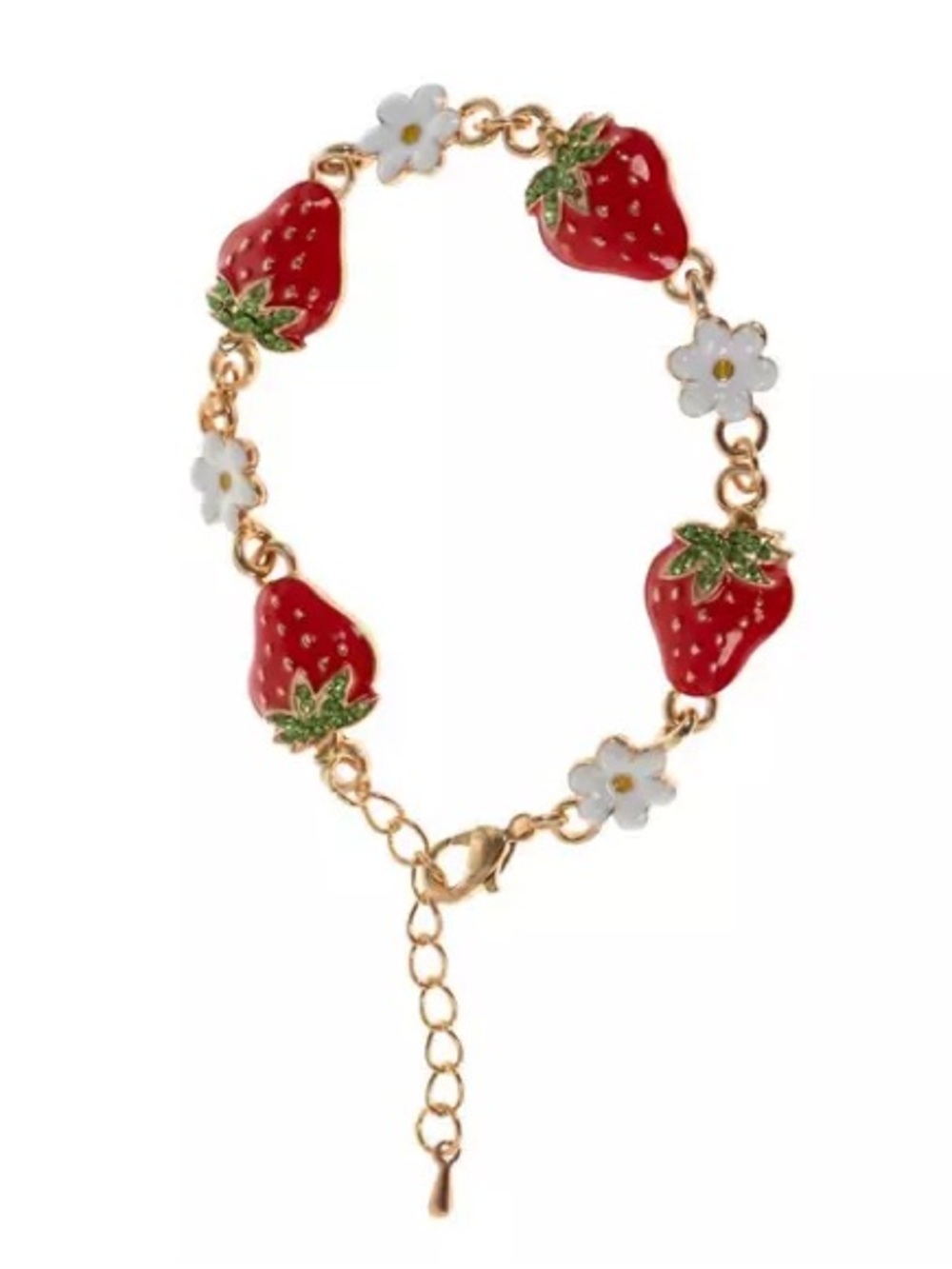 New Metal Gallery Strawberries & Flowers Enamel Bracelet